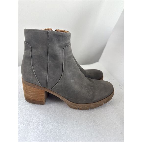 Korks By Kork Ease Esmeralda Lug Sole Leather Platform Ankle Boots Gray 8.5M - Picture 6 of 16